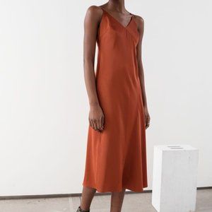 &otherstories midi slip dress in rust